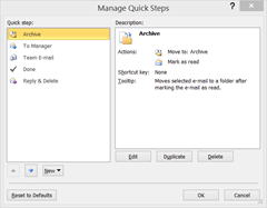 outlook quick steps